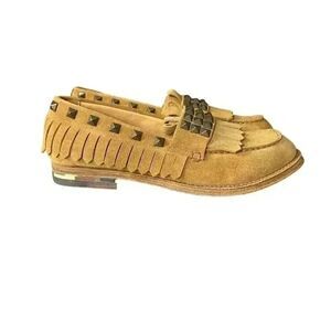 Daniele Michetti NWOB Tan Studded Leather Loafers Sz 6.5
